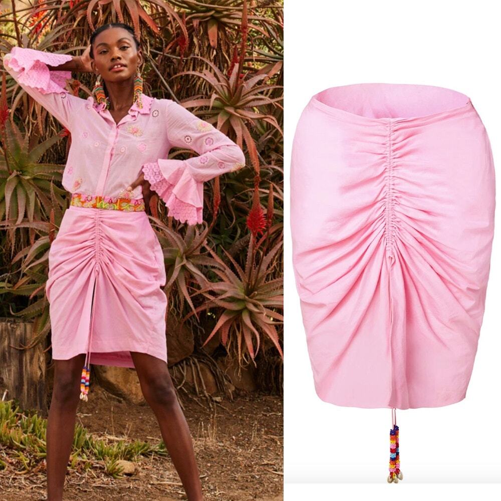 ROOPA PEMMARAJU Pink Corn Fiber Gathered Skirt S